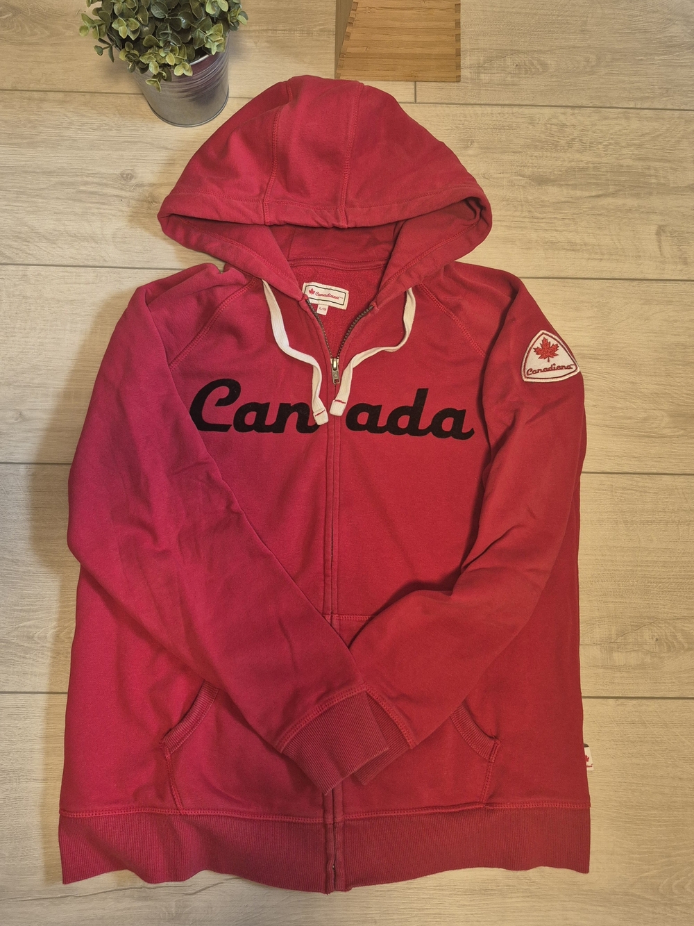 Roots Red Canada Zip Hoodie with Contrast Drawcords